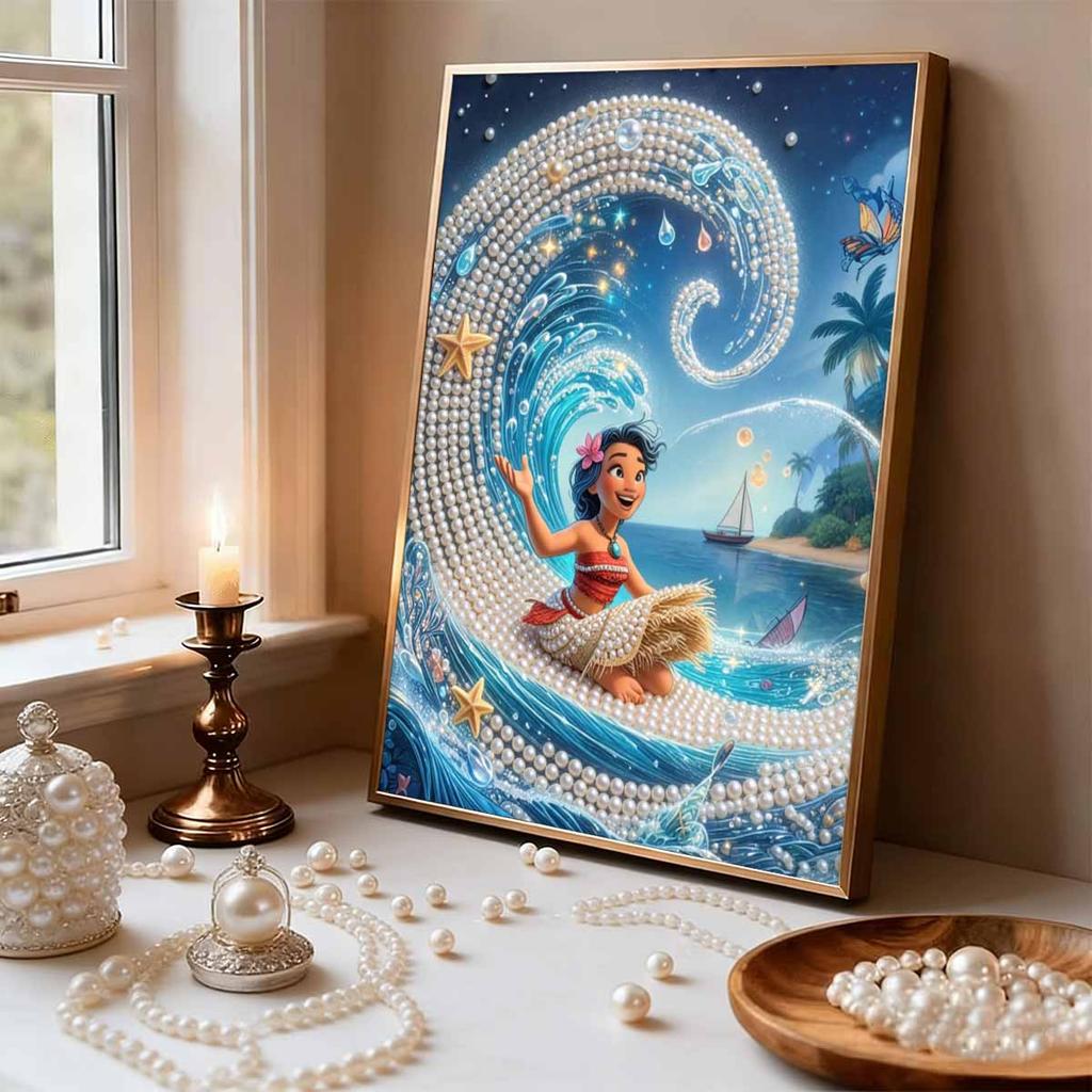Disney Pearl Painting Moana Wave Fantasy Creative Art 5D Pearl Embroidery Cross Stitch Kit Handmade DIY Home and Room Decor Gift