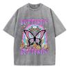 Oversized Women Washed T-Shirts Rainbow And Butterfly Printed Tee Shirts Cotton Oversize Tees Vintage Female Clothes