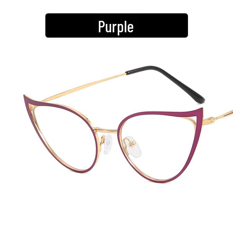 

Оправа для очков «кошачий глаз» с запеченным покрытием, блокирующая синий свет - Модный тренд 2022 года для женщин, Металлические очки в европейском и американском стиле как
