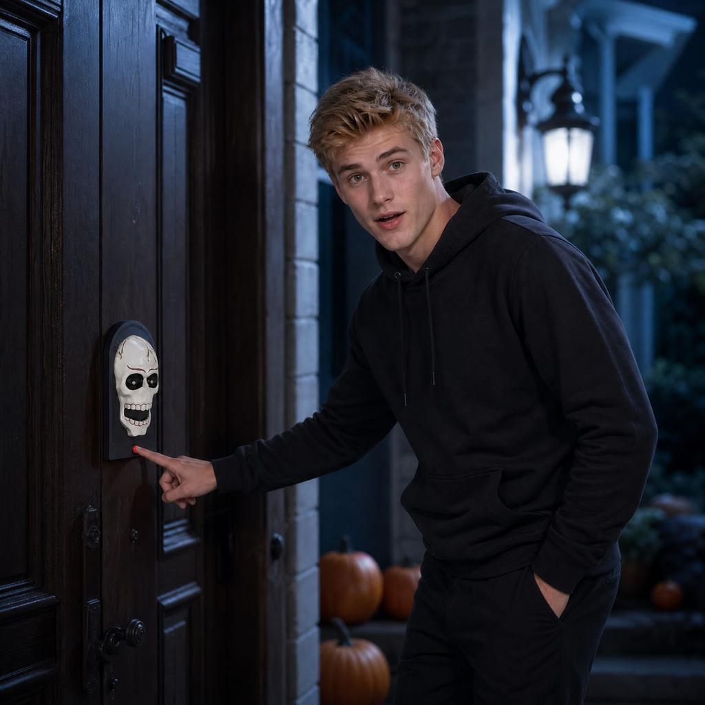 Electronic Doorbell with Skeleton Design Halloween Decoration Funny Door Bell Hanger for Holiday Party