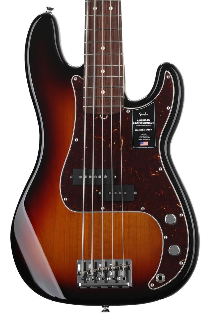 Fender Electric Bass American Professional II Precision Rosewood Sunburst Full Bass® V, Fingerboard, 3-Color
