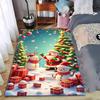 Christmas Santa Carpet with Snowmen, Trees, Gifts, Festive Design Suitable for Use As an Anti-slip for Living Room Bedroom Sofas