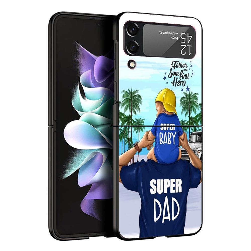 

Dad And Baby Girl Boy Black Phone Case For Samsung ZFlip7 ZFlip6 ZFlip5 ZFlip4 ZFlip3 5G Hard Protective Galaxy Z Flip 3 4 5 6 7 Samsung Z Flip 3