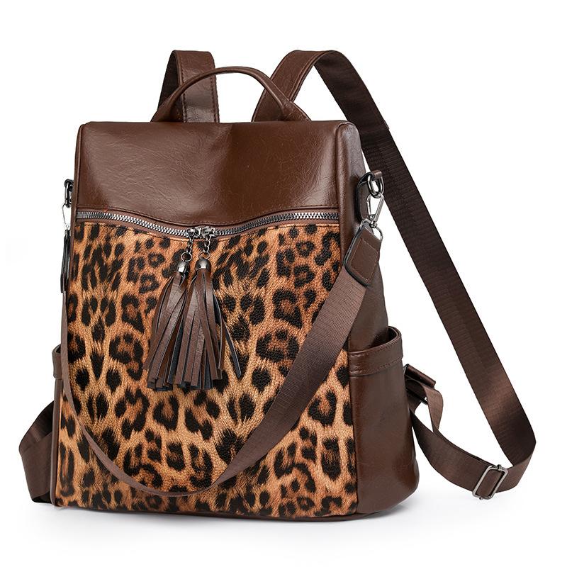 Rucksack Damen neue Mode weiches Leder große Kapazität Reise-Rucksack Doppelzweck Umhängetasche Tide