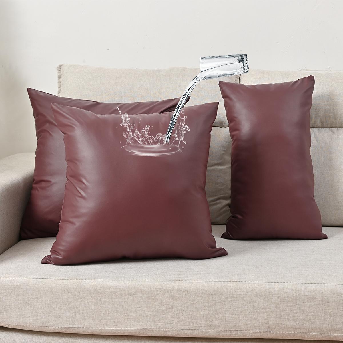 

1pc solid color elastic waterproof pillowcase, sofa office lumbar support cover, without pillow core 30cmx50cm вино красного