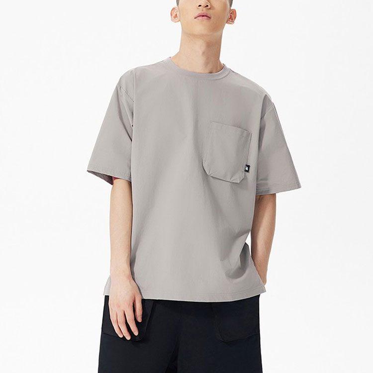 New Balance T Shirts Men's Gray Crew Neck Moderate Straight Fit AMT22364-SDE
