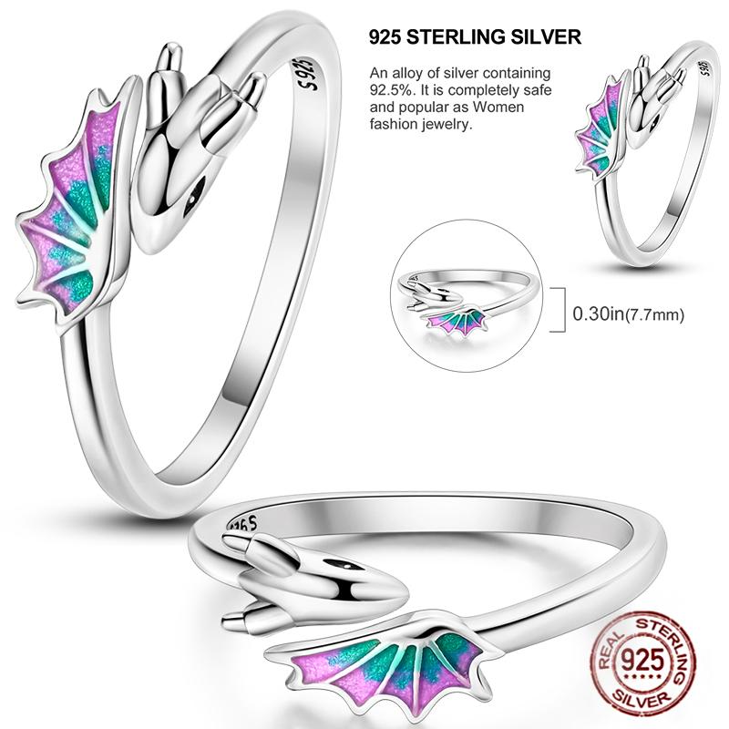 Free Size 925 Sterling Silver Ring Butterfly Sun Moon Sunflower Crystal Original Adjustable Rings for Women Wedding Jewelry Gift