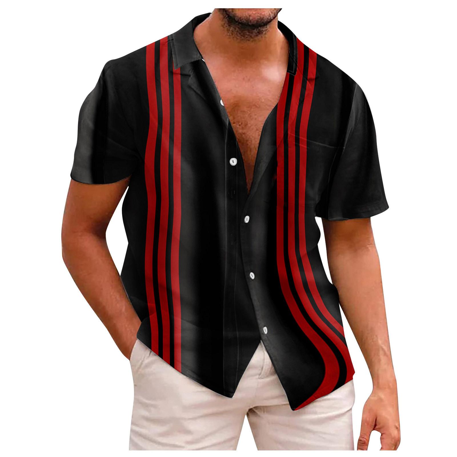 

Рубашка с коротким рукавом, мужская повседневная рубашка с коротким рукавом, свободная рубашка с карманом XXXXL красный