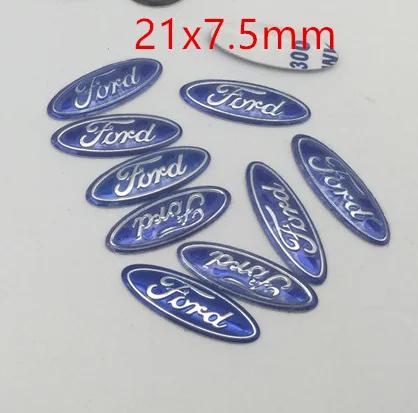 

Car Sticker Ford 100pcs 3D 14mm 18mm 21mm For ford car key fob case Badge button Badge logo straight folding remote Keychain Rep