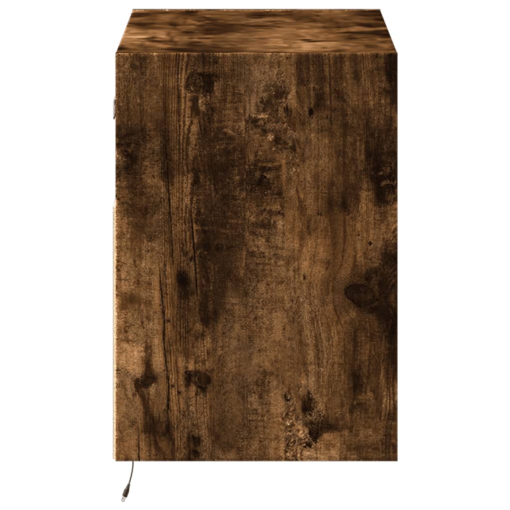 TV Wall Cabinet with LED Lighting Smoked Oak 80 x 31 x 45 cm