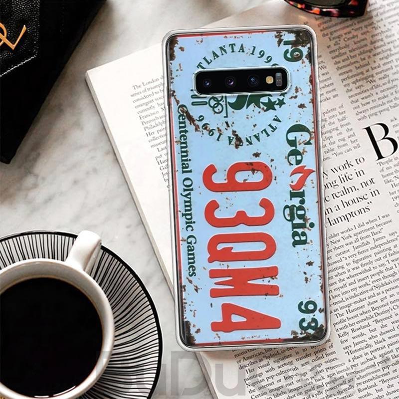 Retro License Plate Number Cover For Samsung Galaxy M12 M21 M30S M31 M32 Phone Case M51 M52 Note 20 Ultra 10 Plus 9 8 J4 J6 + J8