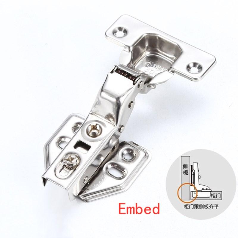 4Pcs Hinge Stainless Steel Hydraulic Cabinet Door Hinges Damper Buffer Soft Close Kitchen Cupboard Furniture Full/Embed