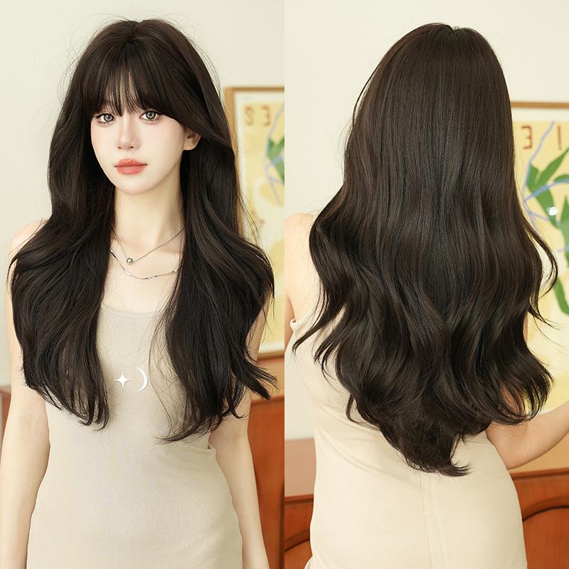 Professional  WIGS Long Body Wavy Sakura Pink Wig for Sweet Girl High Density Synthetic Loose Curly Hair Wig with Bangs Beginner Friendly