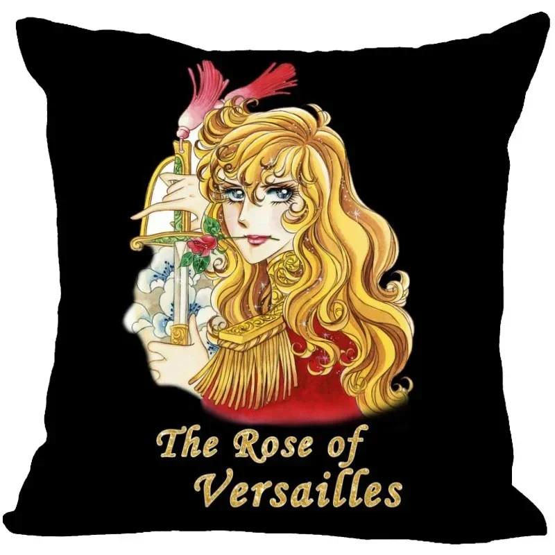 Anime The Rose Of Versailles Pillow Case For Home Decorative Satin Pillows Cover Invisible Zippered Throw Cushions Cover 1007