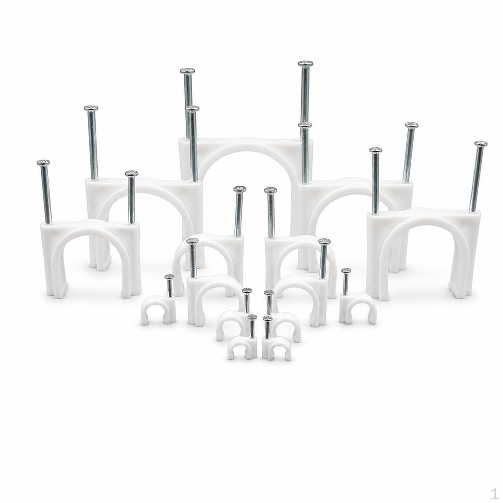 Round Cable Clips with Steel Nails for Wire Management 14mm