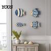 Unique Seaside Cabin Gift 4Pcs/Set Wooden Fish Wall Decor, Coastal Style Art, Distressed Handmade Sculpture Rustic Blue Ornaments for Beach House Home
