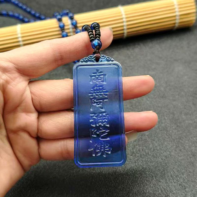 Vierkante Namo Amitabha Ketting, Glazen Sieraden, Natal Boeddha Kaart, Vredespendant, Pendant, Huwelijksgeschenk voor Mannen en Vrouwen