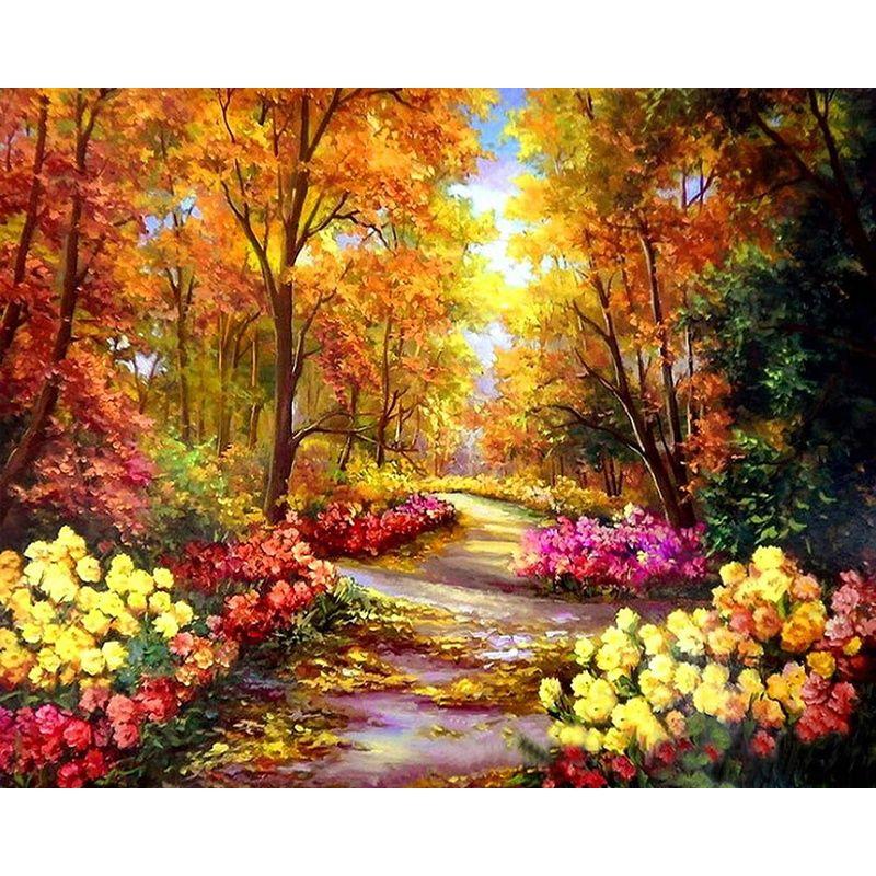 Full Round Diamond Painting Tree Landscape For Adult Kids Embroidery Autumn Scenery Home Decoration Diamond Art Gift