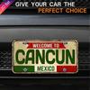 Aluminum Metal License Plate Wall Decor - UV Printed  Cancun Mexico Design with Green/Red/White Stripes,  Indoor/Outdoor Holiday
