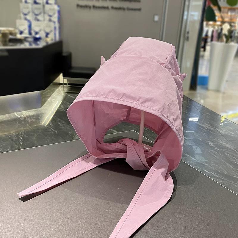 Women's Spring and Summer Thin Sun Protection UV Head Hat Japanese Cute Little Devil Ear Quick Dry Fisherman Hat