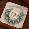 Vintage Boho Rotstein Gliederarmband Silberfarben Ethnisch Inspiriert Verzierter Armschmuck für Damen