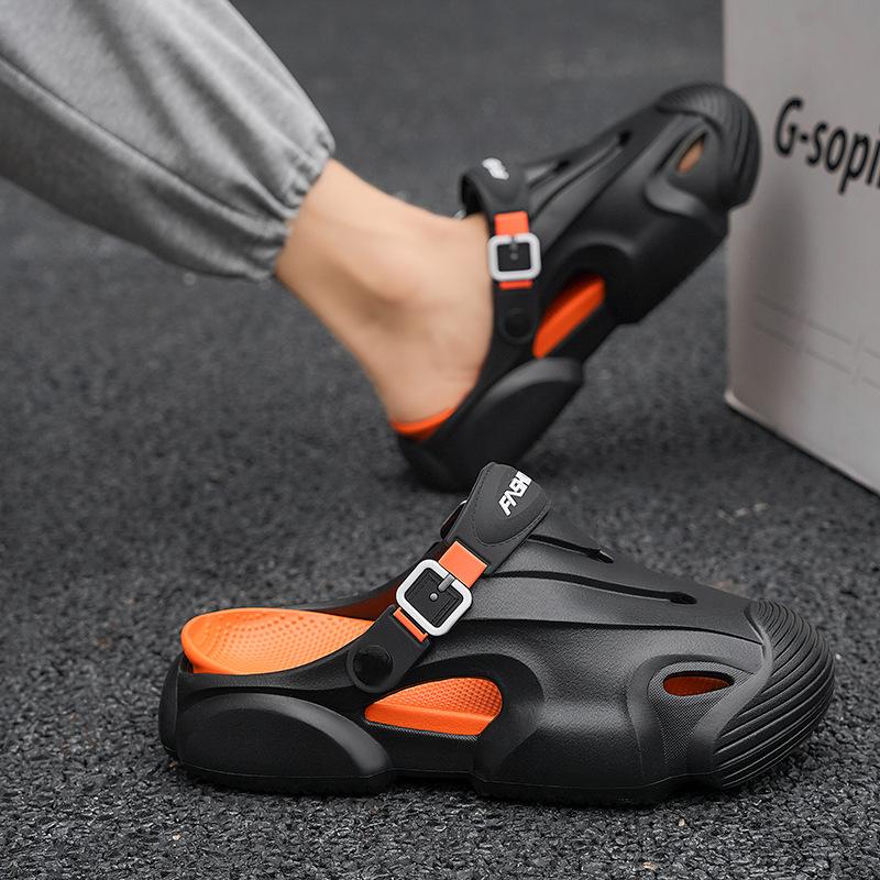 Hole Shoes Men's Summer Wear Non-slip and Wear-resistant Bag Head Slippers Men's Soft Bottom Sports Large Size Beach Cool