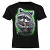 Raccoon Round Neck Black Oversized T-Shirt Fashion Casual Top Simple Style Streetwear Summer 3D Short Sleeve Men's T-Shirts
