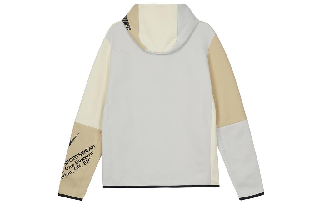 Nike Felpa con cappuccio con zip intera in Tech Fleece stampato Sportswear Light Bone/Coconut Milk/Sesame/Black DM6475-072
