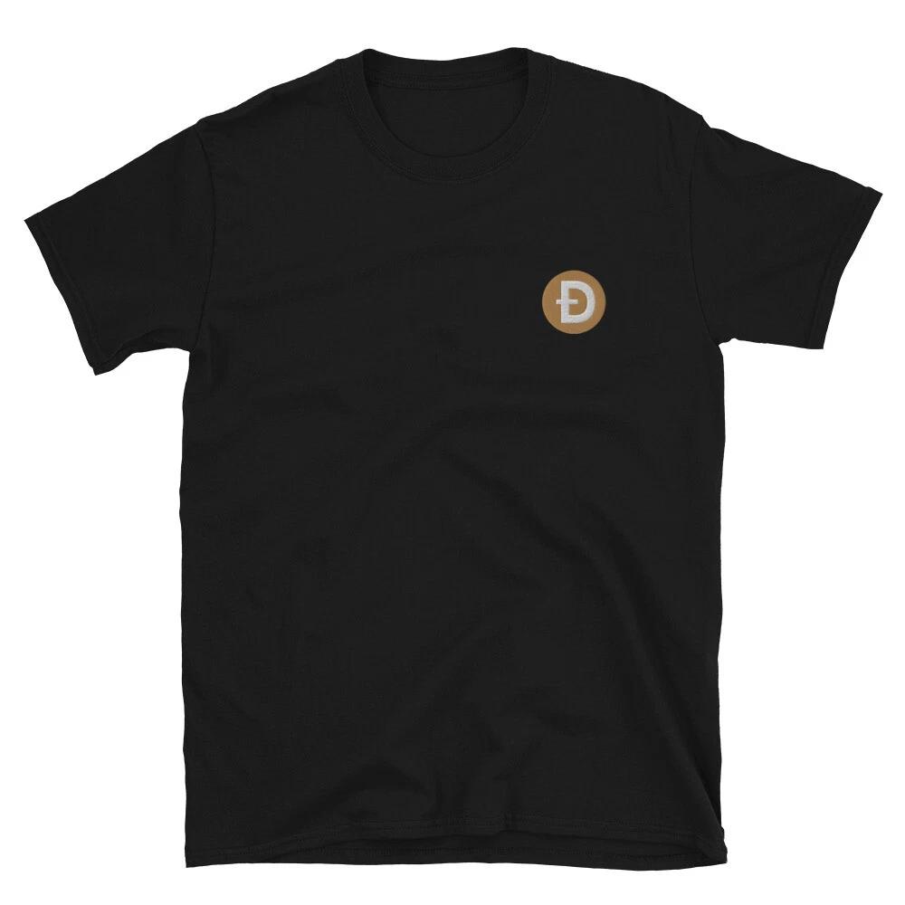Dogecoin Doge Embroidery T- Shirt crypto trader gift tee 4XL