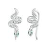WOSTU 925 Sterling Silver Vintage Snake Ear Cuffs Ear Clip Earrings Shiny CZ Animal Ear Studs Party Wedding Jewelry Punk Gift