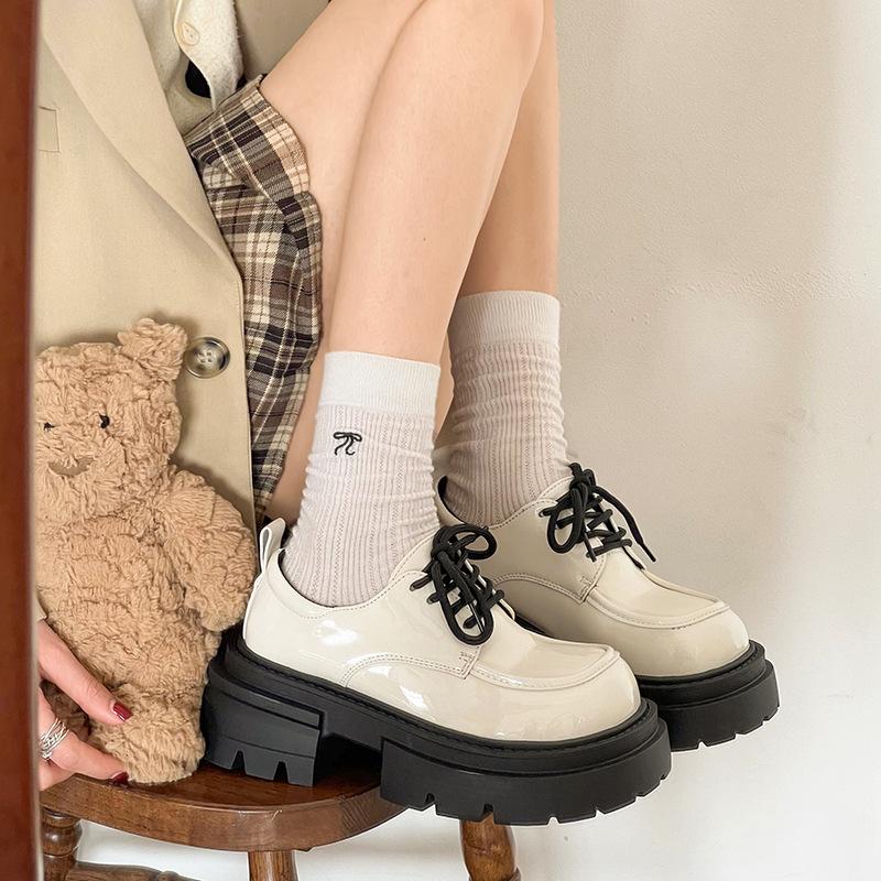 White British Style Retro Platform Small Leather Shoes Women's 2025 New Spring and Autumn French Heightening Mary Jane Love Single Shoes