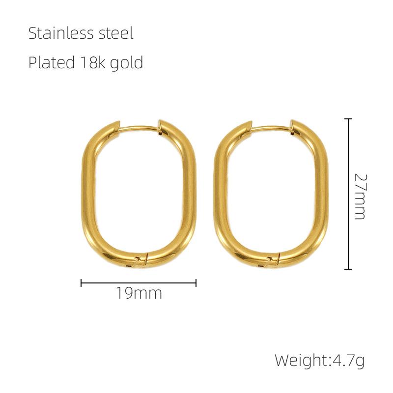 Cercei cu șurub din oțel inoxidabil, model oval, cu cataramă, pentru femei, de nișă, geometrici, la modă