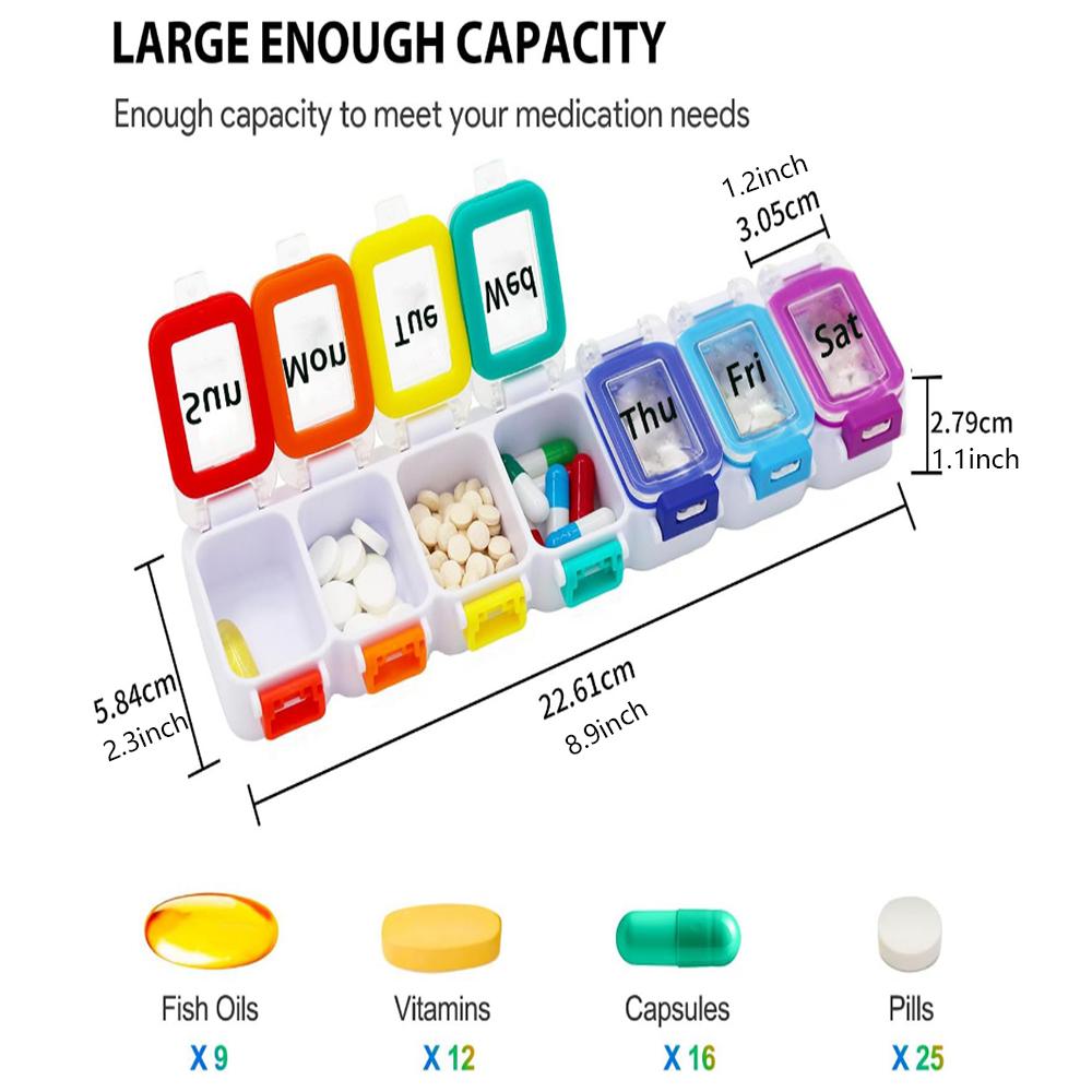 

Portable Food Grade Plastic Medicine Storage Box Rainbow Waterproof Mini Pill Box Convenient Carry-On Medicine Organizer