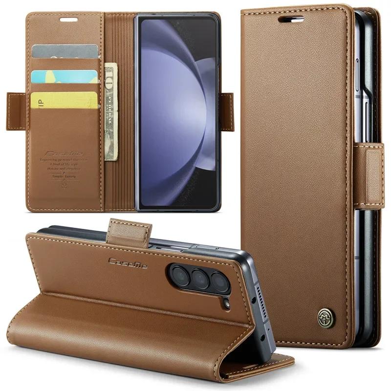Luxus Magnetische Brieftaschen-Lederhülle Für Samsung Galaxy Z Fold 7 6 5 Stoßfeste Kartenhalter-Taschenabdeckung Für Galaxy Z Fold6