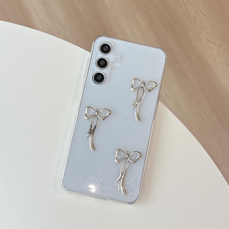 

Hollow Bow Glue Transparent Glitter Phone Case for Samsung A14 Love S25 Bow Tie S24 Flower S23 For Samsung A14