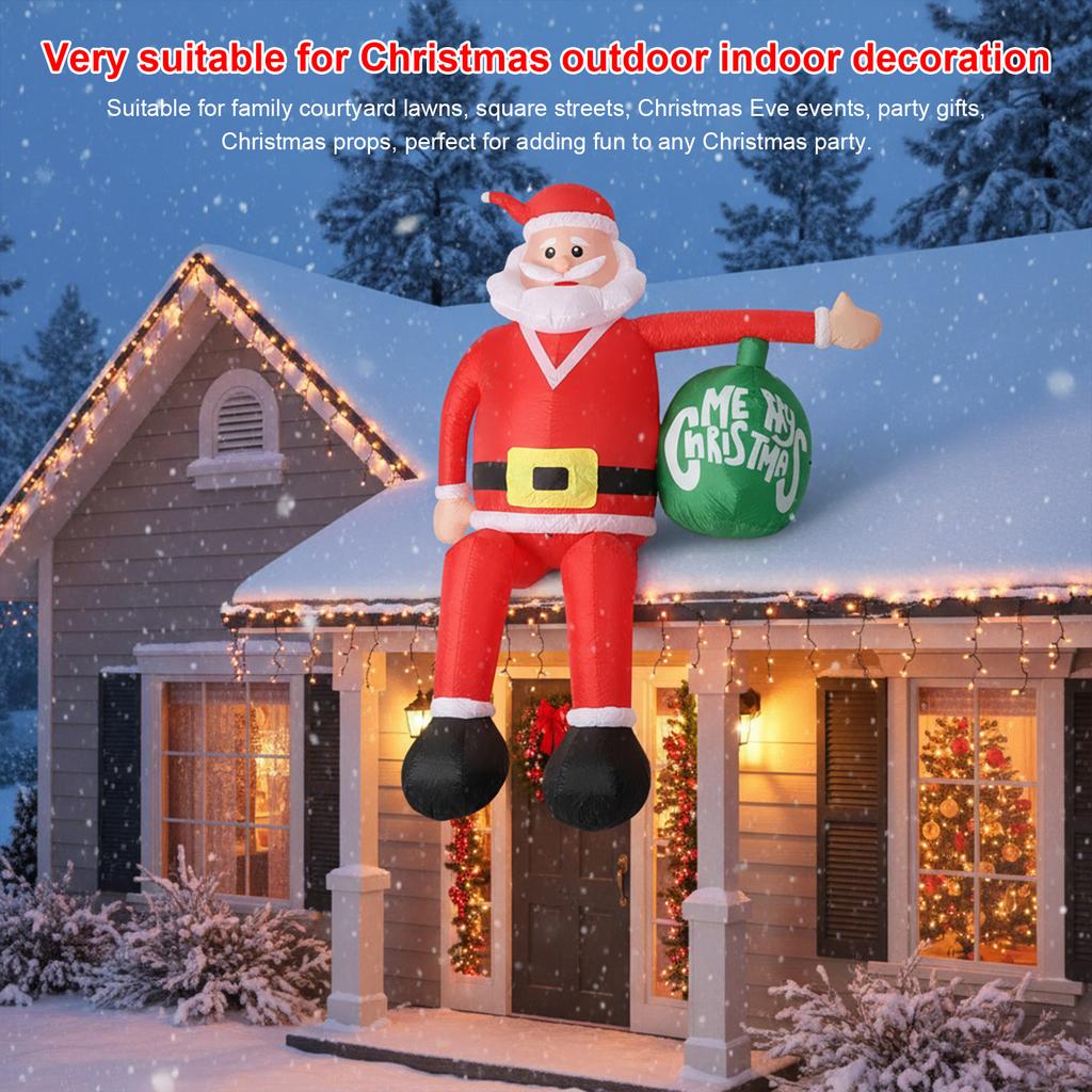 Christmas Inflatable Outdoor Decoration Climbing Santa Claus Gingerbread Inflatable Santa Claus Outdoor with Elf & Reindeer Deco