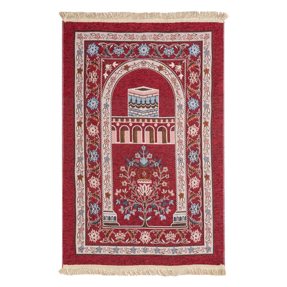 

Chenille Ramadan Worship Carpet Non-slip Kneel Carpet Portable Muslim Worship Rug Eid Ramadan Gift червоний