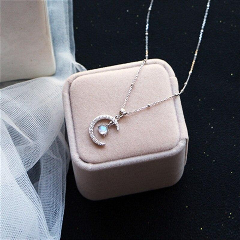 Piedra de Luna Circonita Luna Encanto Collares Creativo Elegante Aspecto Cadena de Clavícula Reunión Para Reunión Joyería Mujer Gargantilla Encanto Elegante