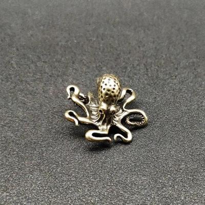 Brass Octopus Home Decoration Creative Table Tea Set Pet Crafts Antique Copper Animal Figurines Miniature Desk Ornaments