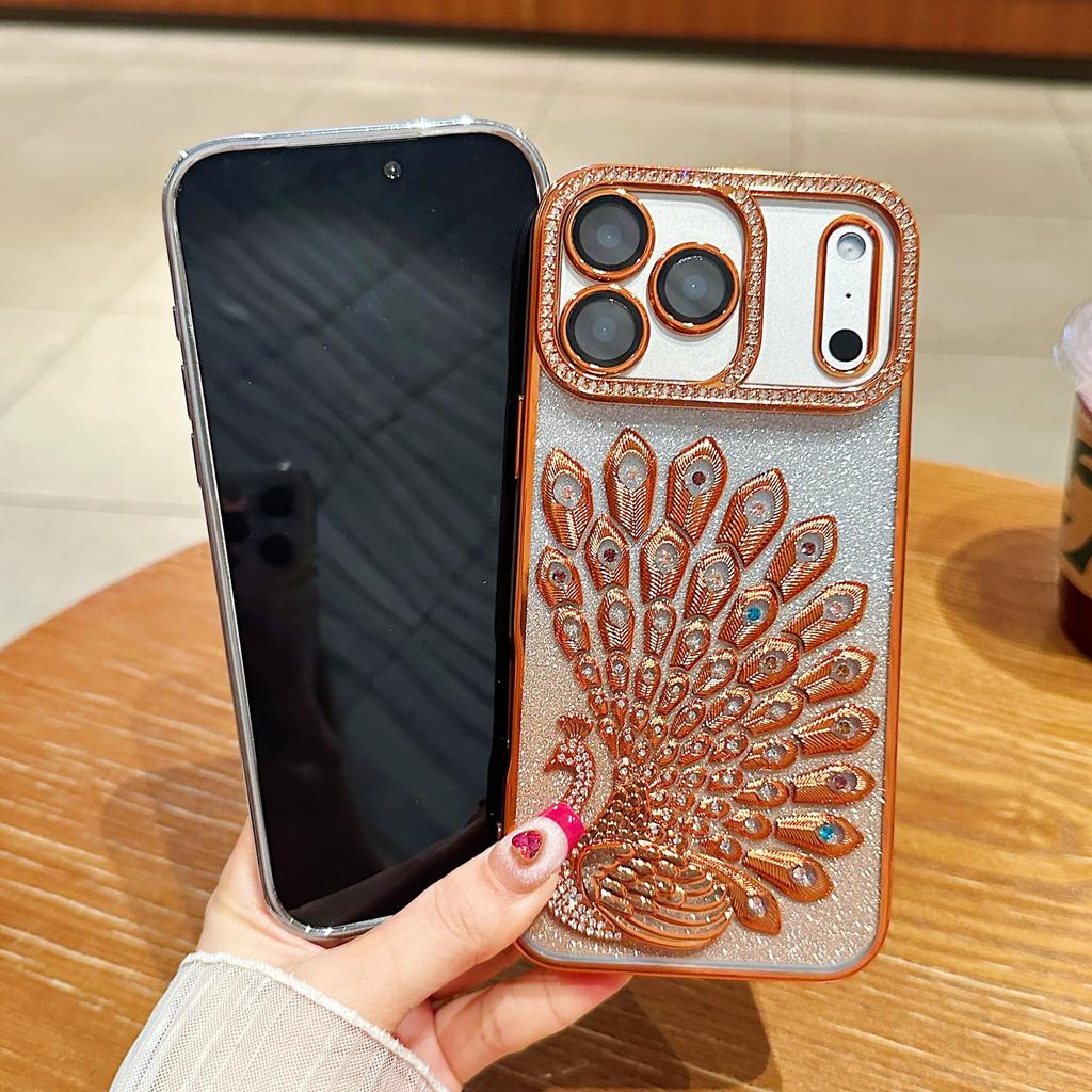 Electroplated Rhinestone Peacock Glitter Case for iPhone 17 Pro Max & 16 Pro