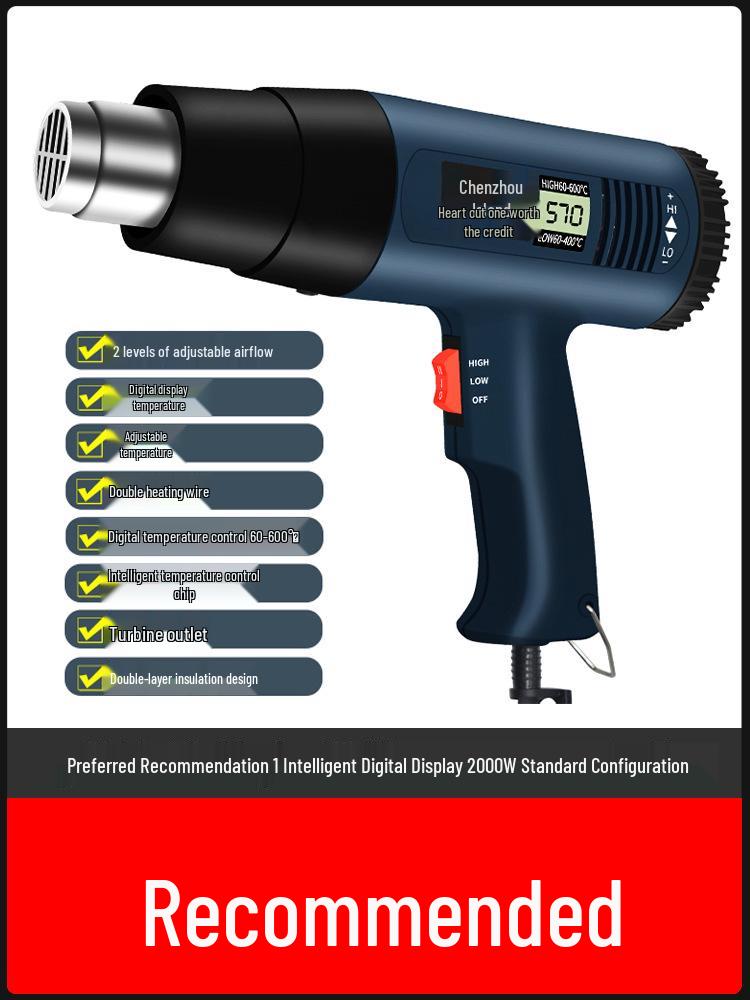 Portable High-Power Digital Display Heat Gun for Electronics and Film Application