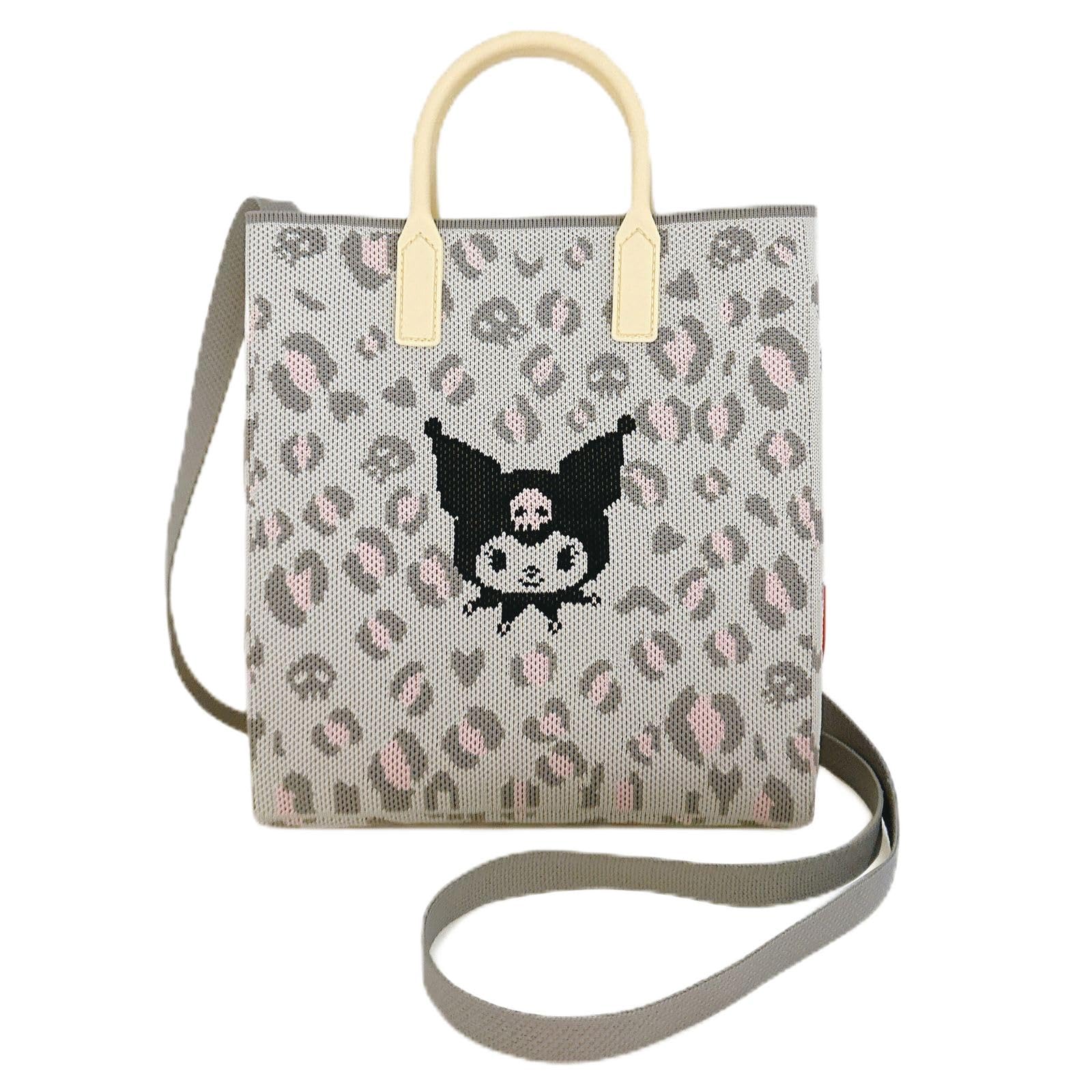 

8379 Silicone Knit Cute 2way Tote Bag Shoulder Bag [Rootote] Women s IP.Square.Silicone Handle.Sanrio-A (02 Kuromi)