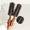 Boar Bristle Round Barrel Comb for Styling, Massage & Health Care - Ideal for Blow-Drying, Straightening, Curling, and Inward Curl Styles.
