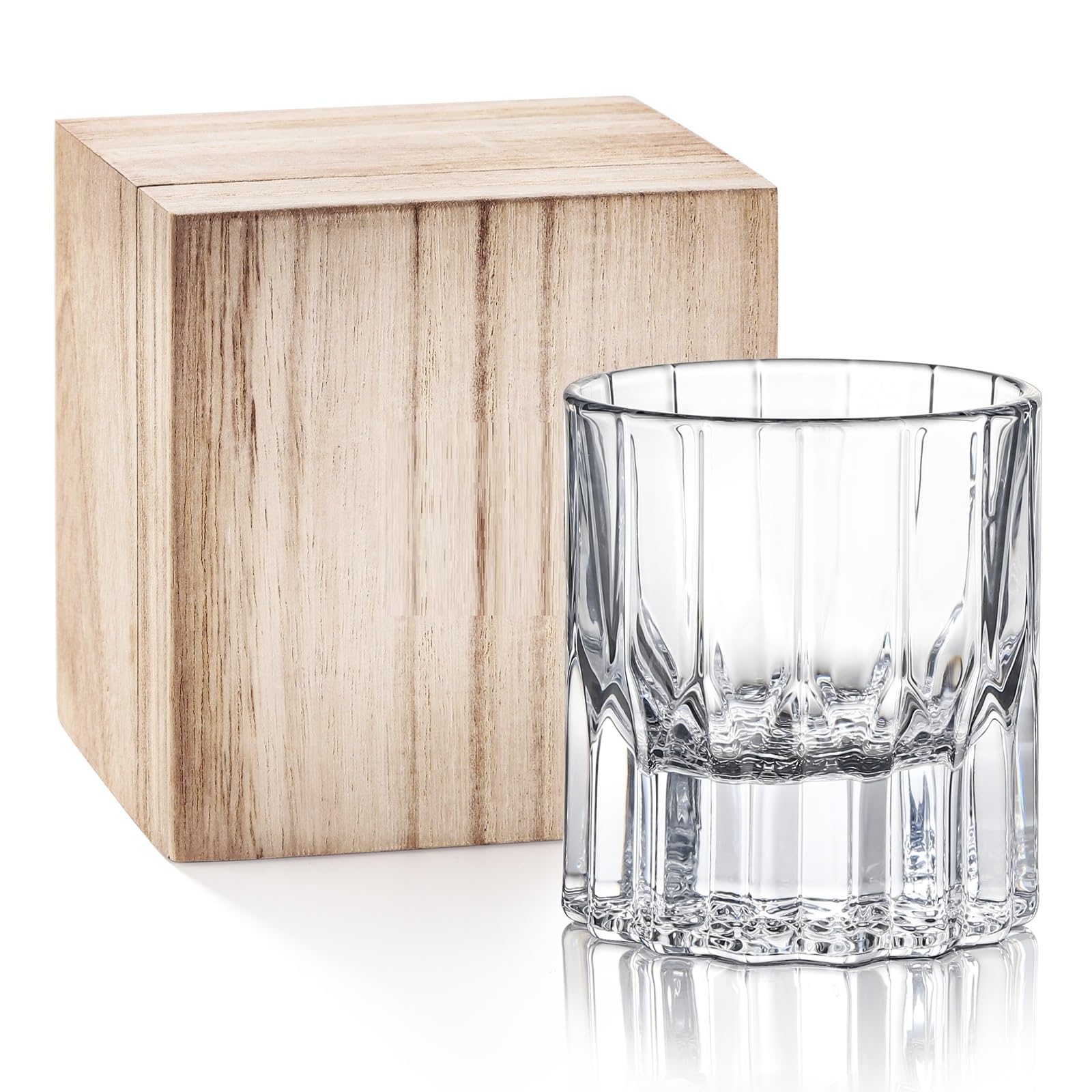 Whiskey Glass, Rocks Glass, 200ml, Wooden Box, Thick Base Design (Starlight)