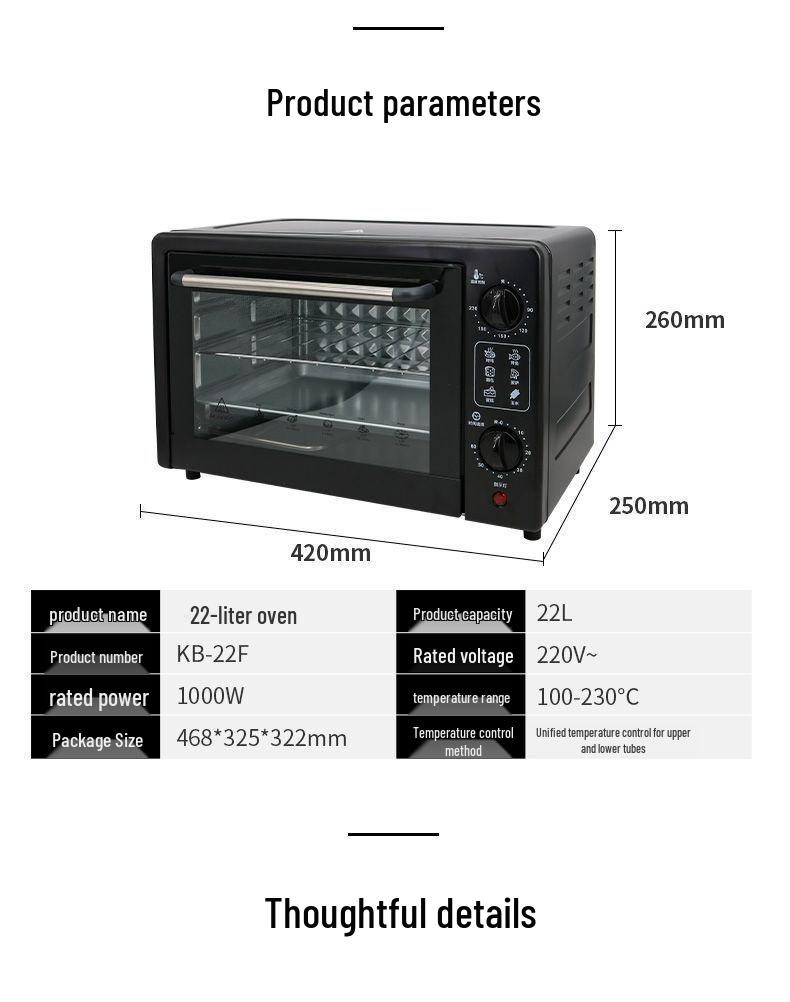 Large Capacity Multifunctional Electric Oven for Baking, Grilling, and Roasting