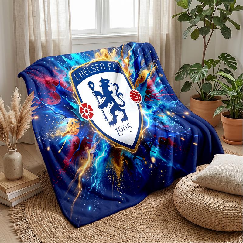 Chelsea FC Theme Blanket Soft Flannel Blanket Plush Throw Blanket Cozy Sofa Bed Blanket for Home Decor