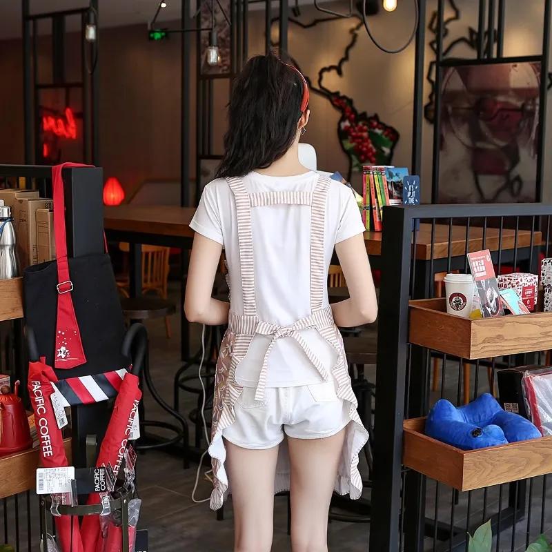 1pcs Dirty Resistant Sleeveless Print Apron Cotton Kitchen Bib with Adjustment Belt for Cooking Cleaning Home Use