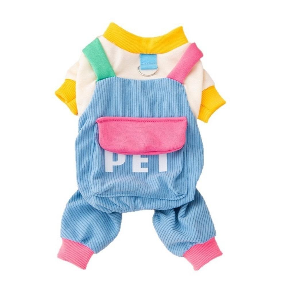 Fashion Warm Dog Overalls Soft Comfortable Dog Harness Clothing Macaron Color Four Legged Puppy Sweatshirt Autumn Winter XS синий