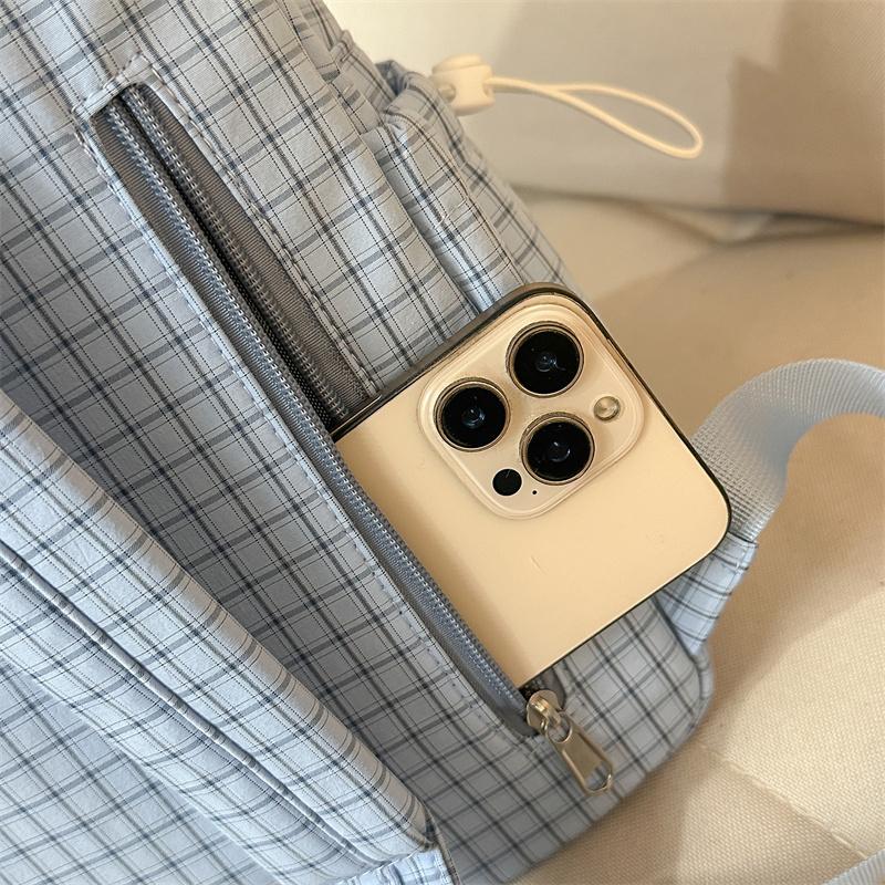 Plecak Szkolny na Kampus Kratkowany Plecak Duża Pojemność Podróżny Lekki Plecak