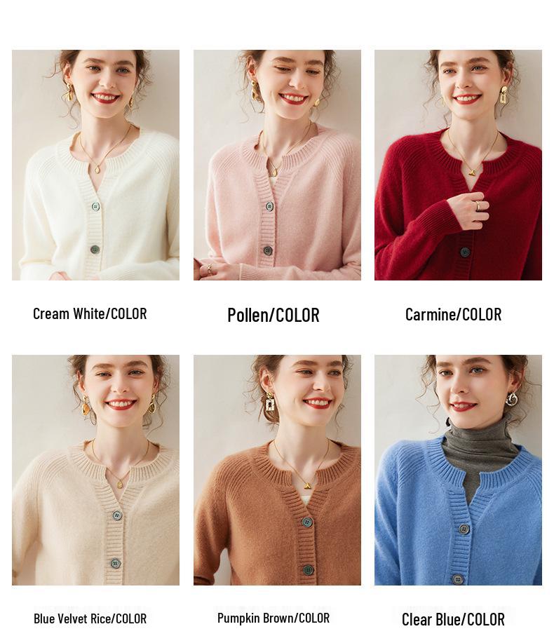 Autumn Women's Cashmere Cardigan: Long Sleeve, Thick & Loose, Gentle Style, Short Fashionable Single-Breasted Coat.